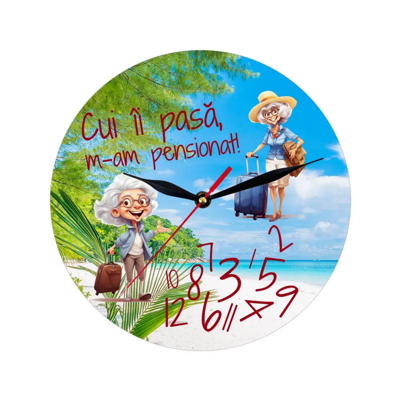 Cui ii pasa m-am pensionat, ceas lemn de perete, model 11